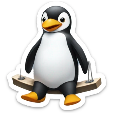 Penguin sitting on a playground swing sticker