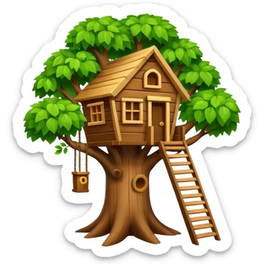letter W on a treehouse in a tree sticker