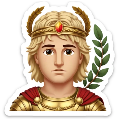 Cinematic Realistic portrait of Alexander the Great, depicted with photorealistic detail as a commanding historical conqueror, featuring sharp, lifelike facial features, meticulously rendered ancient Macedonian armor, and a laurel wreath, illuminated by natural, dramatic lighting that highlights his youthful determination and legendary presence. sticker