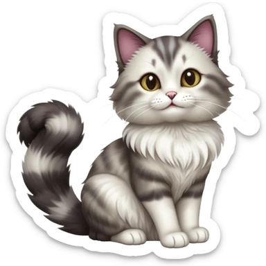 cinematic-[showshoe cat]-realistic-full-body-sitting-emoji,-tail-curled-playfully-around-its-paws,-head-tilted-dramatically,-fluffy-fur,-simplified-yet-realistic-focused-features,-highly-detailed,-glowing-with-an-almost-sarcastic-glow sticker
