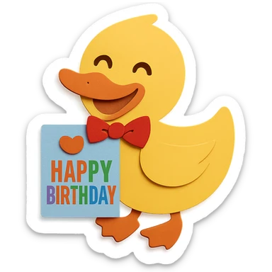 Change the duck's bowtie to a red color and make the image even more visually good looking and well-appearing. Keep all other design elements unchanged sticker