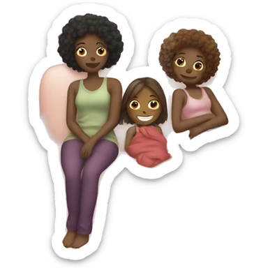 3 girls laying on a couch with a blanket  sticker