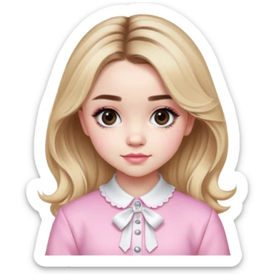 Sabrina Carpenter blonde pop star in a pink and white outfit, Short n' Sweet look sticker