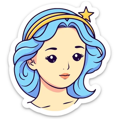 universe goddess Sophia with pretty perfect feminine attractive face, cosmic beauty with detailed delicate facial features, starry goddess with ethereal glow sticker