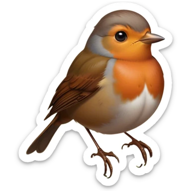 Cinematic Noble Robin Portrait Emoji, Poised and dignified, with a delicate, rounded build, a soft rust-red breast, gentle inquisitive eyes, and a small, refined beak, Simplified yet sharp and sophisticated features, highly detailed, glowing with a soft, warm glow, high shine, intelligent and graceful, stylized with an air of woodland charm, focused and attentive, soft glowing outline, capturing the essence of a watchful and confident robin that appears ready to flutter out of the screen with effortless authority! sticker