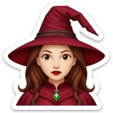 Wicked Witch of the East from The Wizard of Oz with light skin, long brown hair, dark red outfit sticker