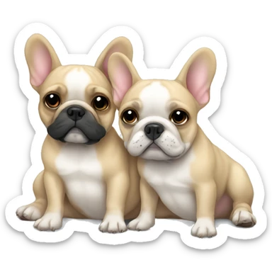 Two French bulldogs cuddling sticker