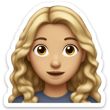 Wavy straight hair not too tanned girl with brown eyes sticker