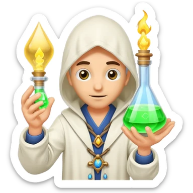 alchemist offering mysterious glowing vial sticker