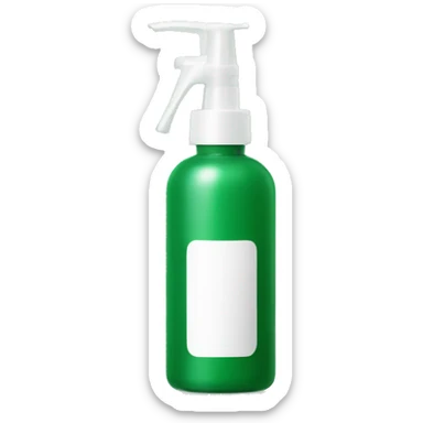 Green cosmetic bottle with pump  sticker