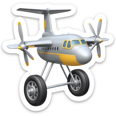 Emoji-style airplane landing gear with a single inflated, puffy wheel and a strut, cartoon-like, 3D, soft rounded shapes, clean lines, isolated on white background, minimal shading, emoji aesthetic sticker