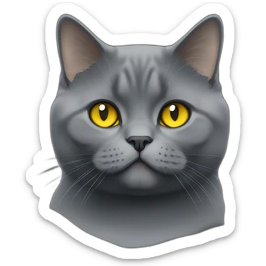 A Full british shorthair cat in the Color black smoke with yellow eyes sticker