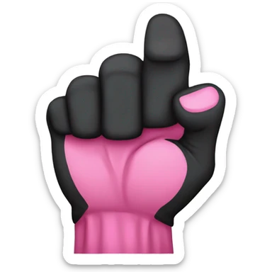 Black fist with a pink long thumb nail   sticker