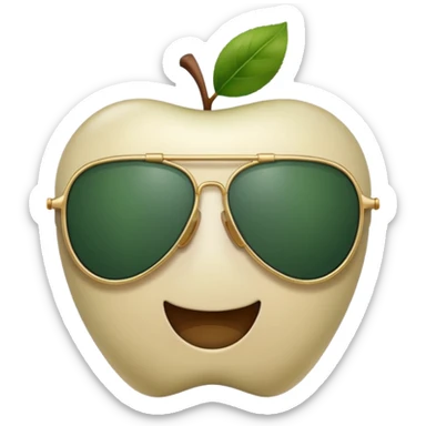 aviator sunglasses with light beige frame and dark green lenses, Apple emoji style, no text sticker