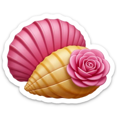 "Un'emoji che raffigura una conchiglia e una rosa fuse insieme in stile cartone animato, sfondo trasparente" sticker