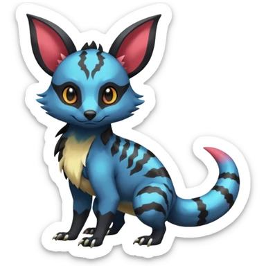 Rare exotic cute epic aesthetic colorful Salandit-Eevee-Civet-species-Fakemon-hybrid-creature, with markings, full body sticker