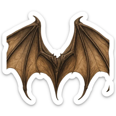 a pair of dragon wings, leathery and powerful, fantasy illustration style sticker