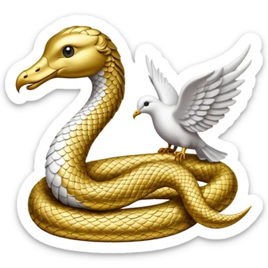 serpent and dove white and gold sticker