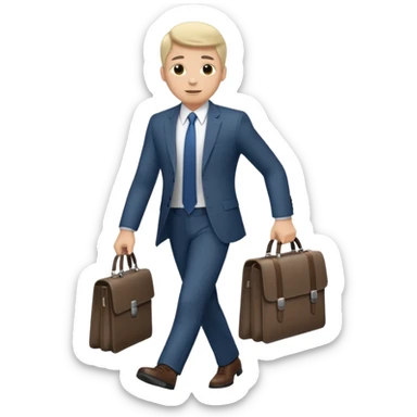 Man with portfolio heading to work. sticker