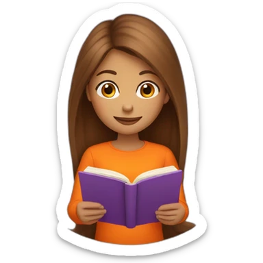 brown-long-hair-girl-wearing-purple-blouse-reading-a-orange-book-without-glasses sticker