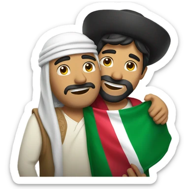 mexican man and saudi arabian man hugging sticker