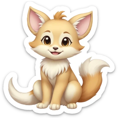 Kawaii bright fantasy ethereal anthro fursona animal with a tufted tail and round ears sticker
