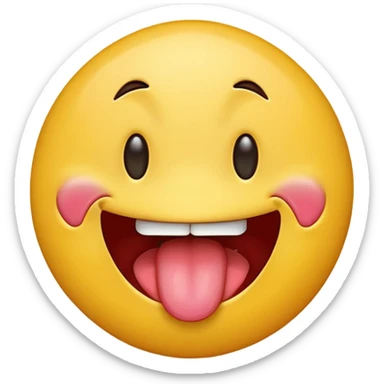 Regular yellow emoji, tongue sticking out with lots of drool sticker