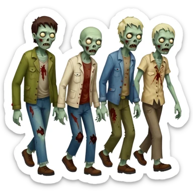 Make a croud of people that was dead on the floor standing up sticker