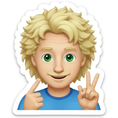 a emoji with two fingers in his nose, make him have a natural white skincolour and blonde hair, blue/green eyes, put the fingers in his nose, its a man and he needs two fingers IN his nose, make him have fluffy blonde hair, and its still not in his nose sticker