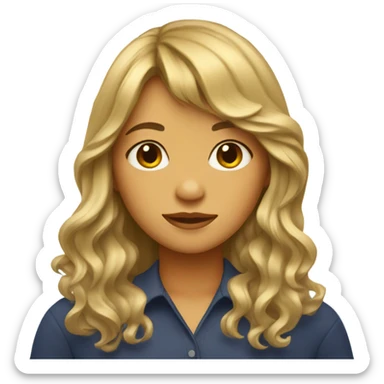 Girl with long wave hair and curtain bangs  sticker