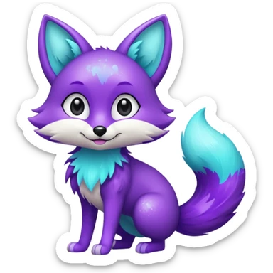 glitter purple and cian fox sticker