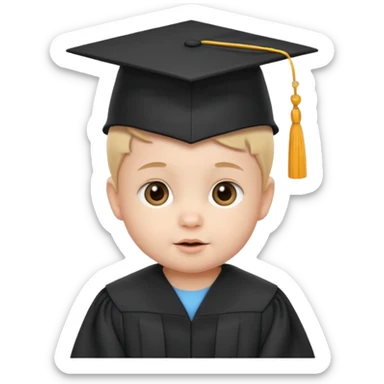 baby wearing a graduation hat sticker