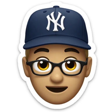 Chauve avec une casquette de baseball des yankees sticker