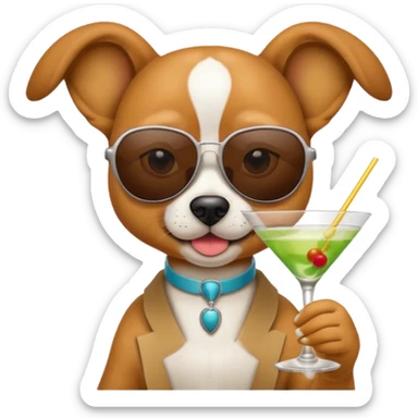 Dog wearing sunglasses sipping a martini sticker