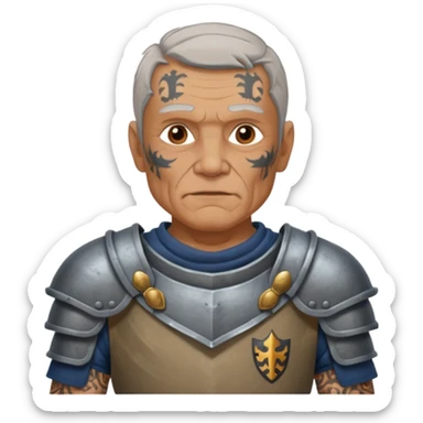 elderly tattooed knight, tattooed shoulder sticker