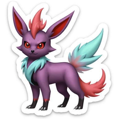 Pastel iridescent evil exotic colorful Darkrai-Scizor-Flareon-fusion with a Mohawk  sticker