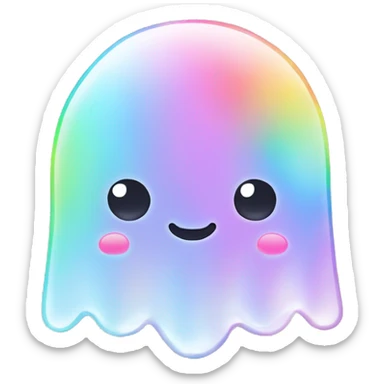 Kawaii rainbow pastel bedazzled ghost  sticker