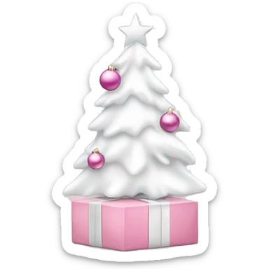 Light pink Christmas gifts under a white Christmas tree  sticker