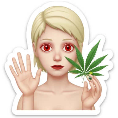 gang dealer drugged white with cannabis on a hand sticker