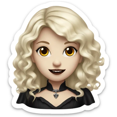 Pale blonde wavy haired girl whos a vampire and goth sticker