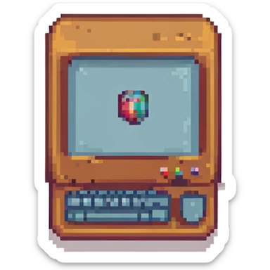 Create a 1080 x 1080 pixel art icon of the default Windows 'My Computer' icon, matching the reference image, with a transparent background. sticker