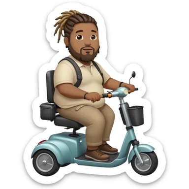 fat black man with dreads on mobility scooter  sticker