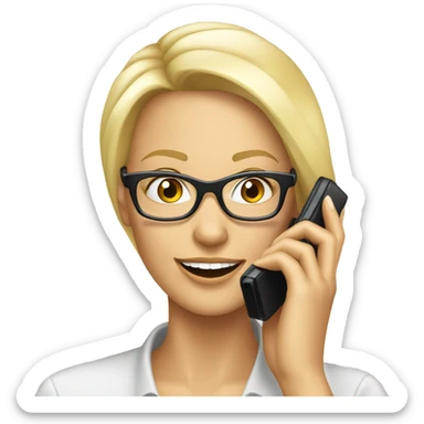 Elegant Blonde woman wearing glasses calling on cell phone sticker