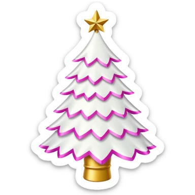 WHITE CHRISTMAS TREE WITH PINK BOWS AND GOLD TINSEL sticker