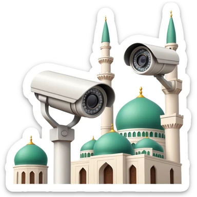 cctv cameras inside a mosque. sticker