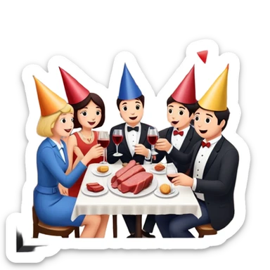 artist wine Party at a french SPAM meat cafe LANDSCAPE  sticker