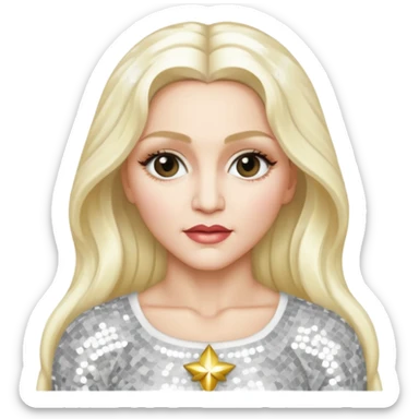 Madonna with long platinum blonde hair, white sequin outfit sticker