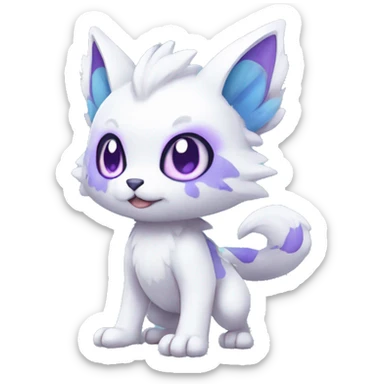 Cute cool white blue purple animal hybrid Fakemon full body sticker