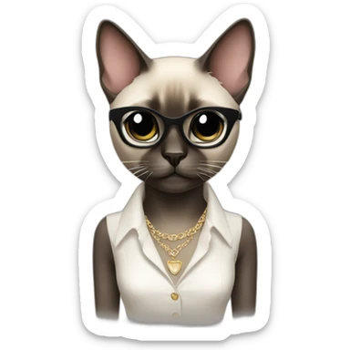 Siamese cat fashion designer sticker