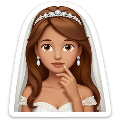 White tanned skin bride with brown hair with a chin on her face sticker